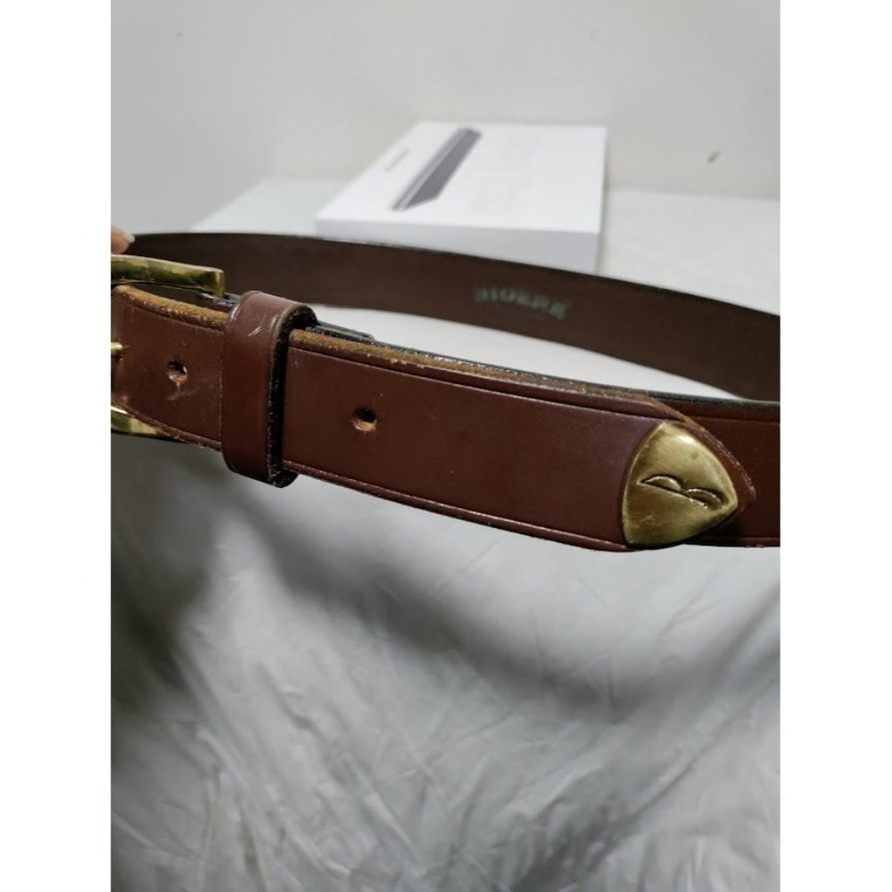 Riders Mens Leather Gold Tone Buckle Adjustable Belt Brown One Size - Picture 11 of 15